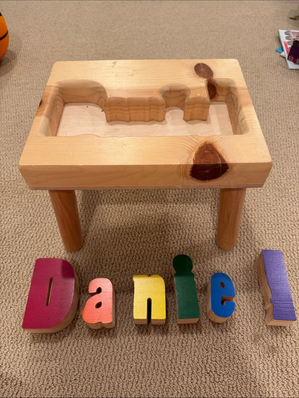 Personalized Wooden Name Puzzle Stool - Multicolor Daniel